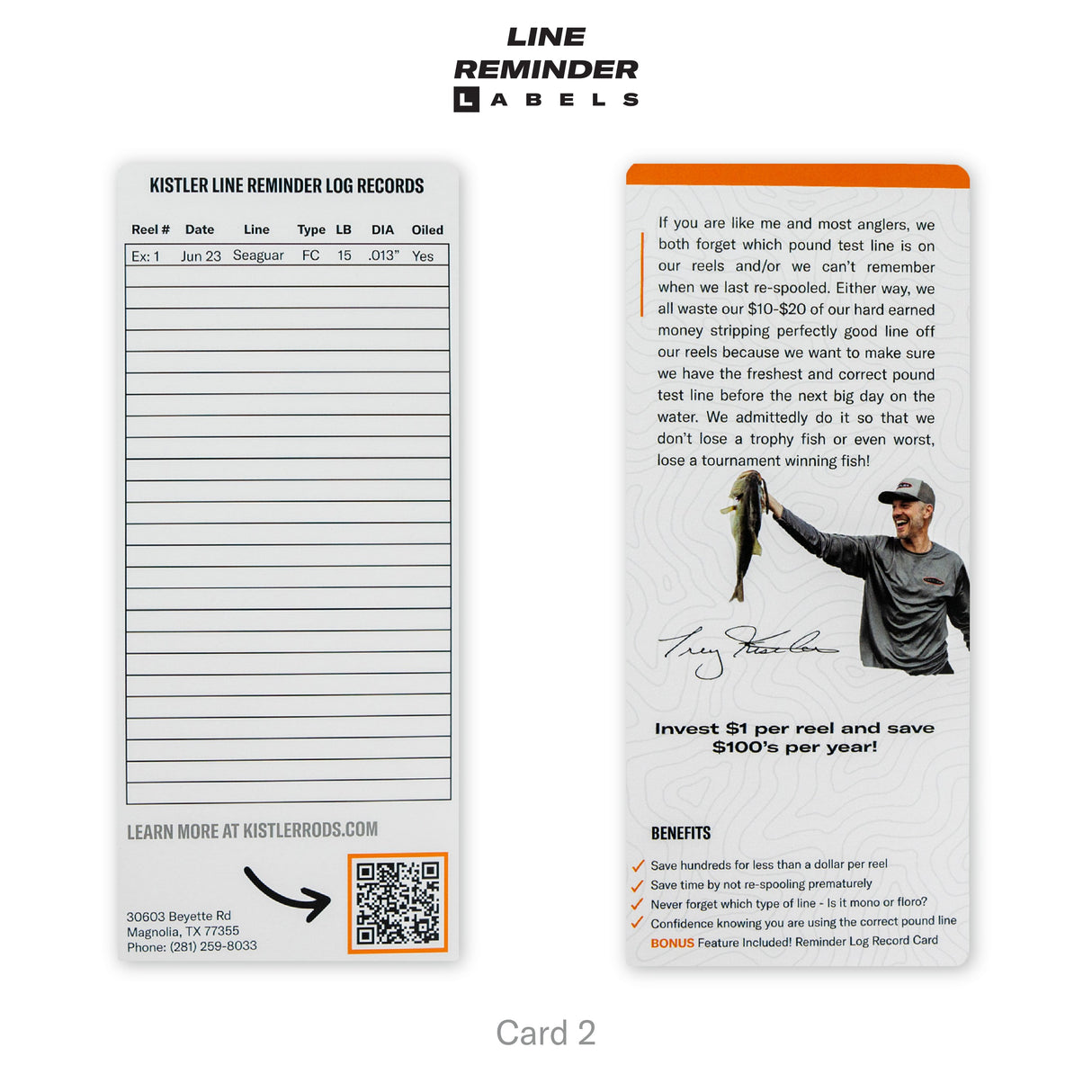Kistler Rods Line Reminder Labels