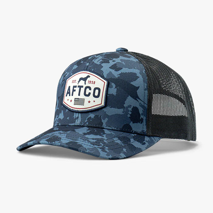AFTCO Best Friend Trucker Hat Navy Grander Camo