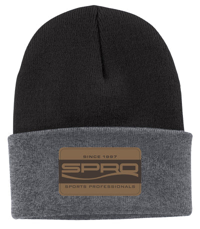 SPRO Gray/Black Beanie with Leather Patch