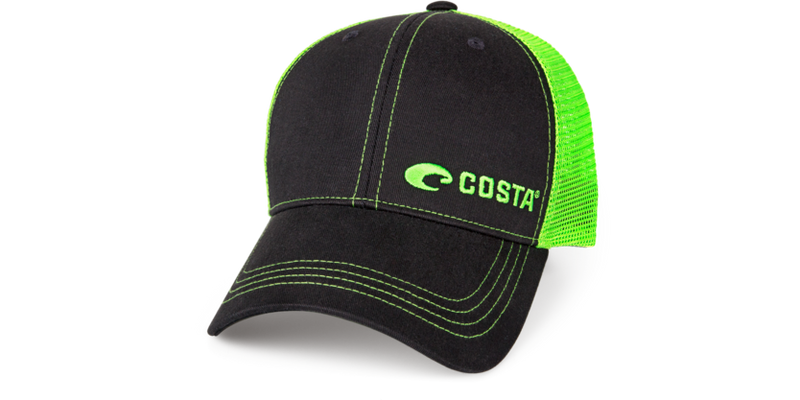 Costa Del Mar Hat Neon Trucker Green Logo and Mesh