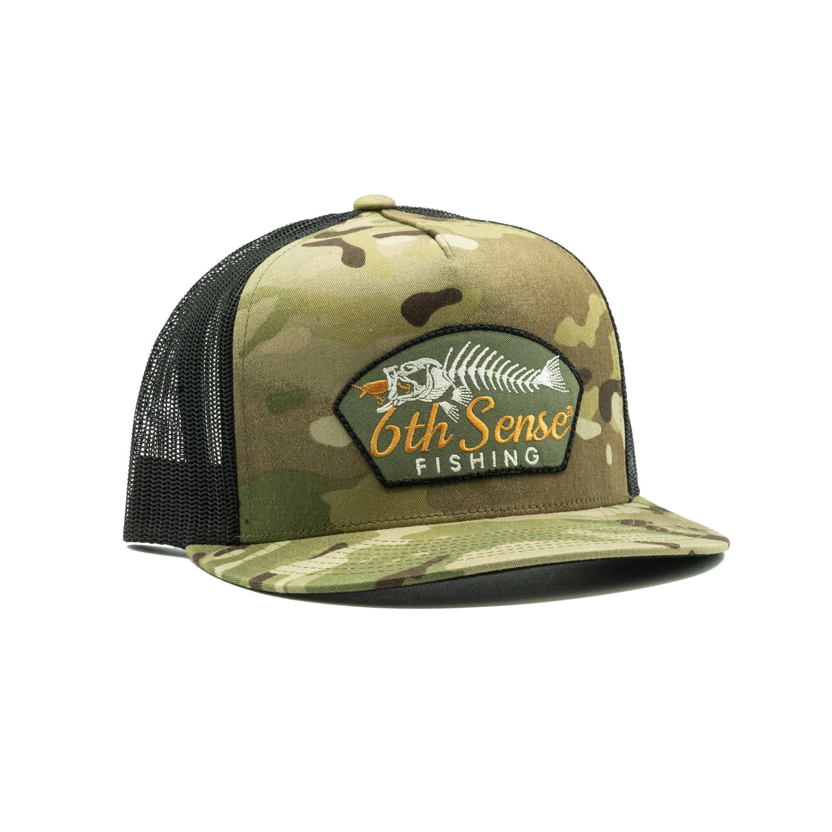 6th Sense Hat Camo/Black Fishbones Flatbill