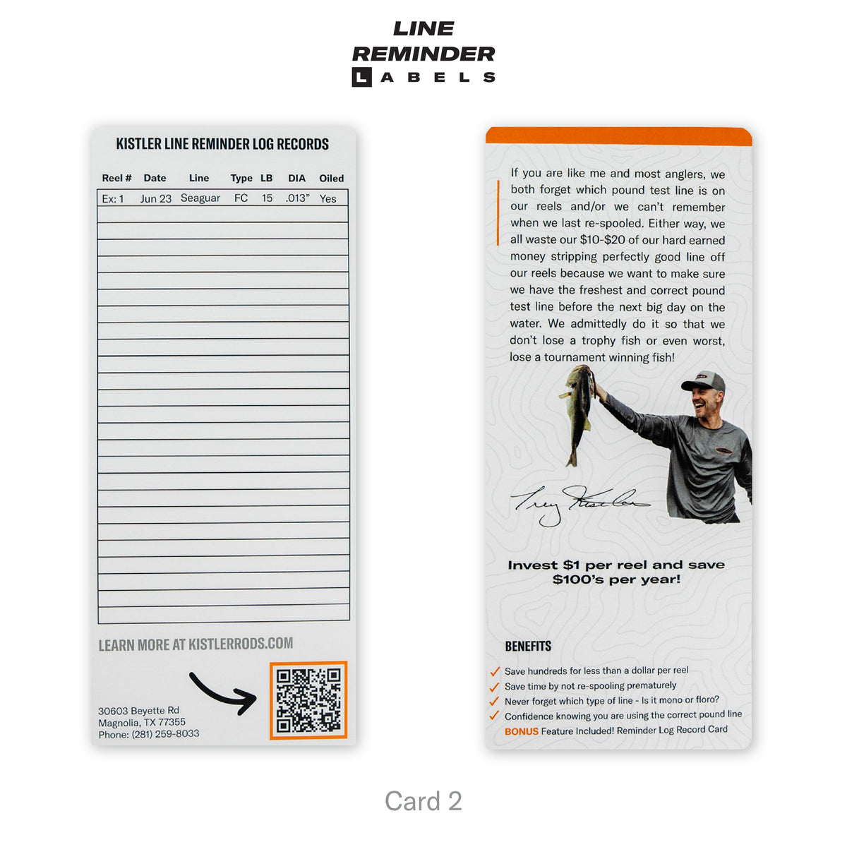 Kistler Rods Line Reminder Labels