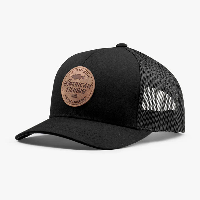 AFTCO Lemonade Leather Patch Trucker Hat Black