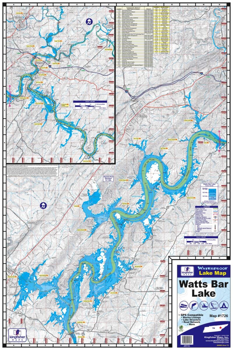 Kingfisher Waterproof Lake Map
